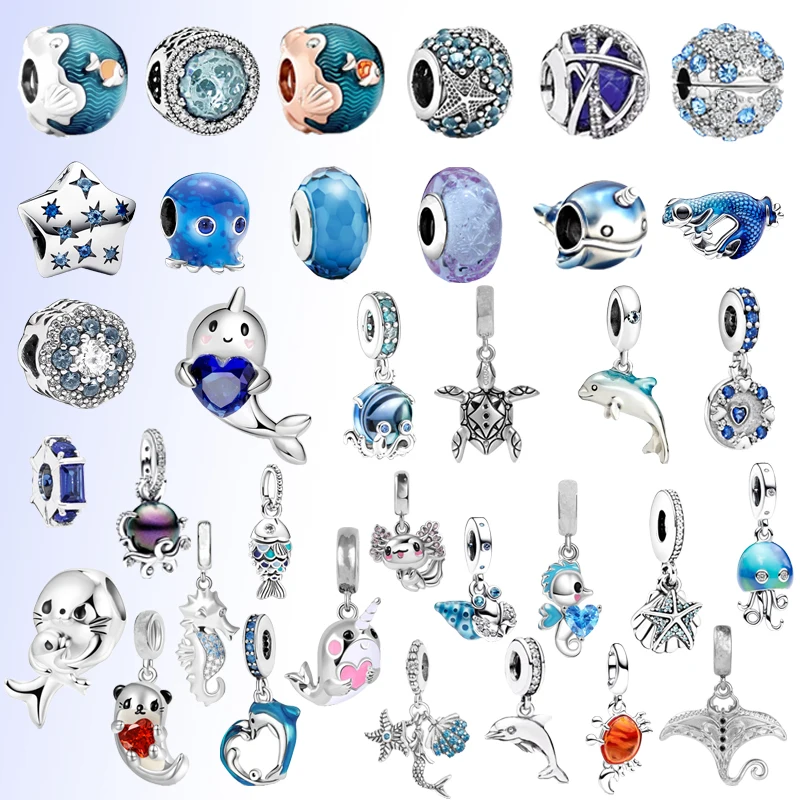 

Hot sale Ocean Series Mermaid Shell Charm Bead Fit Original European 925 Sterling Silver Bracelet Fine Birthday DIY Jewelry Gift