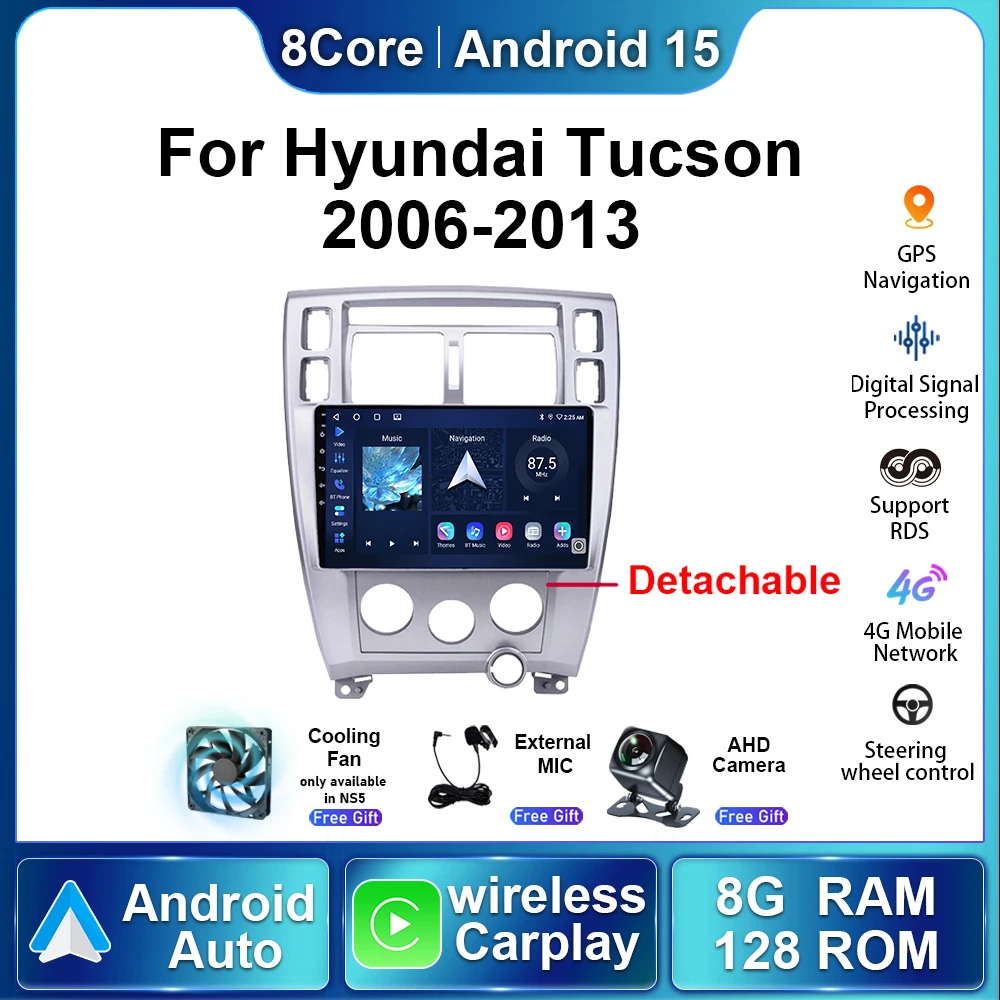 For Hyundai Tucson 2006 2007 2008-2013 Car Electronics Android15 System Autoradio Multimedia Video Player Carplay Navigation GPS