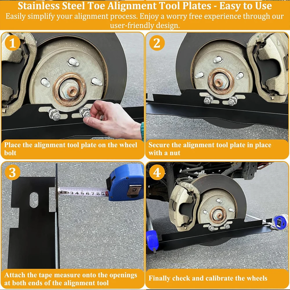 1 Para Płytek do Pomiaru Regulacji Kierownicy ze Stali Nierdzewnej, Dokładne Pomiarowanie, Płytki do Regulacji Skośności Opon do Samochodów, Ciężarówek i SUV-ów