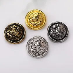 10PCS/Lot Lion Head Metal Buttons For Clothing DIY Vintage Shanked Round Lion Decorated Buttons