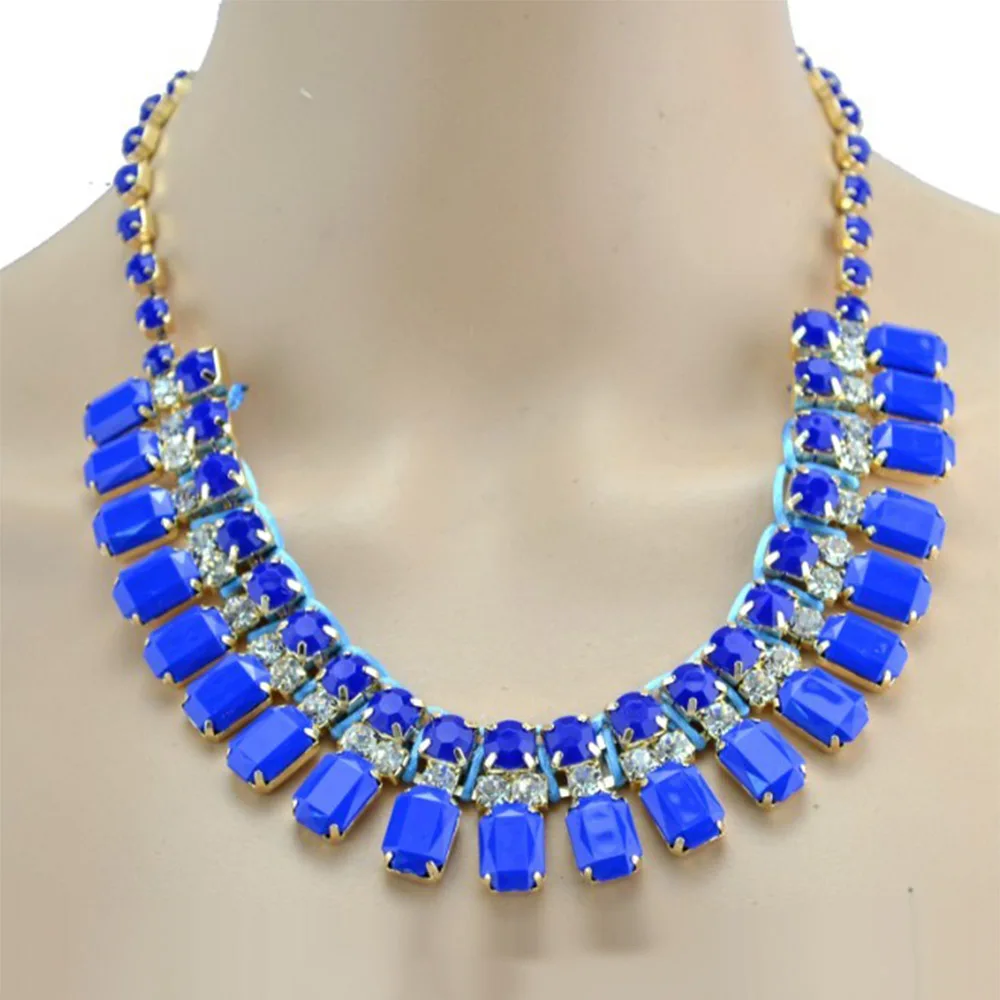 Sexy Luxury Sparkling Square Rhinestone Necklace For Women Exquisite Geometry Tassel Crystal Jewelry Large Neck Accessories
