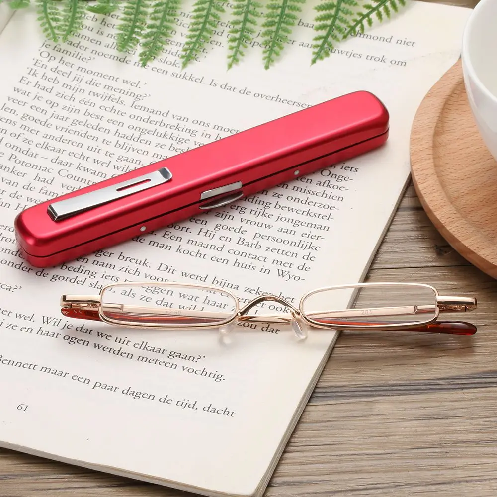 1 pc Portable Reading Glasses Slim Small Eyewear Metal Frame Resin Lens Eyewear Vision Care Eyewear Unisex Reading Glasses
