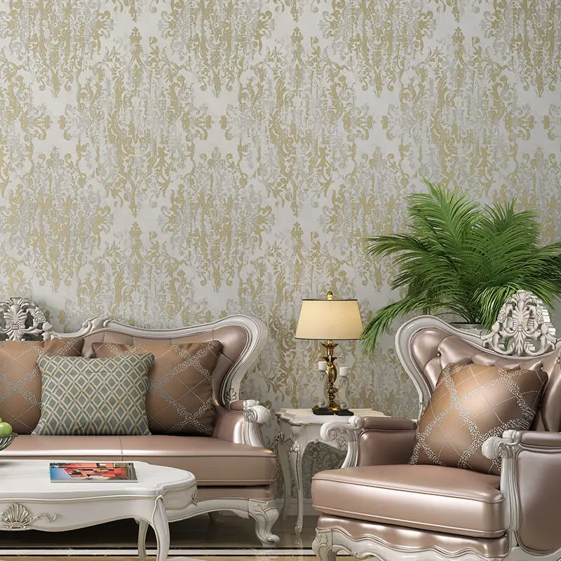 

Retro American Damask Floral Wallpaper 3D Rural Non-woven European Flower Wallpaper TV Background Home Living Room Bedroom Mural