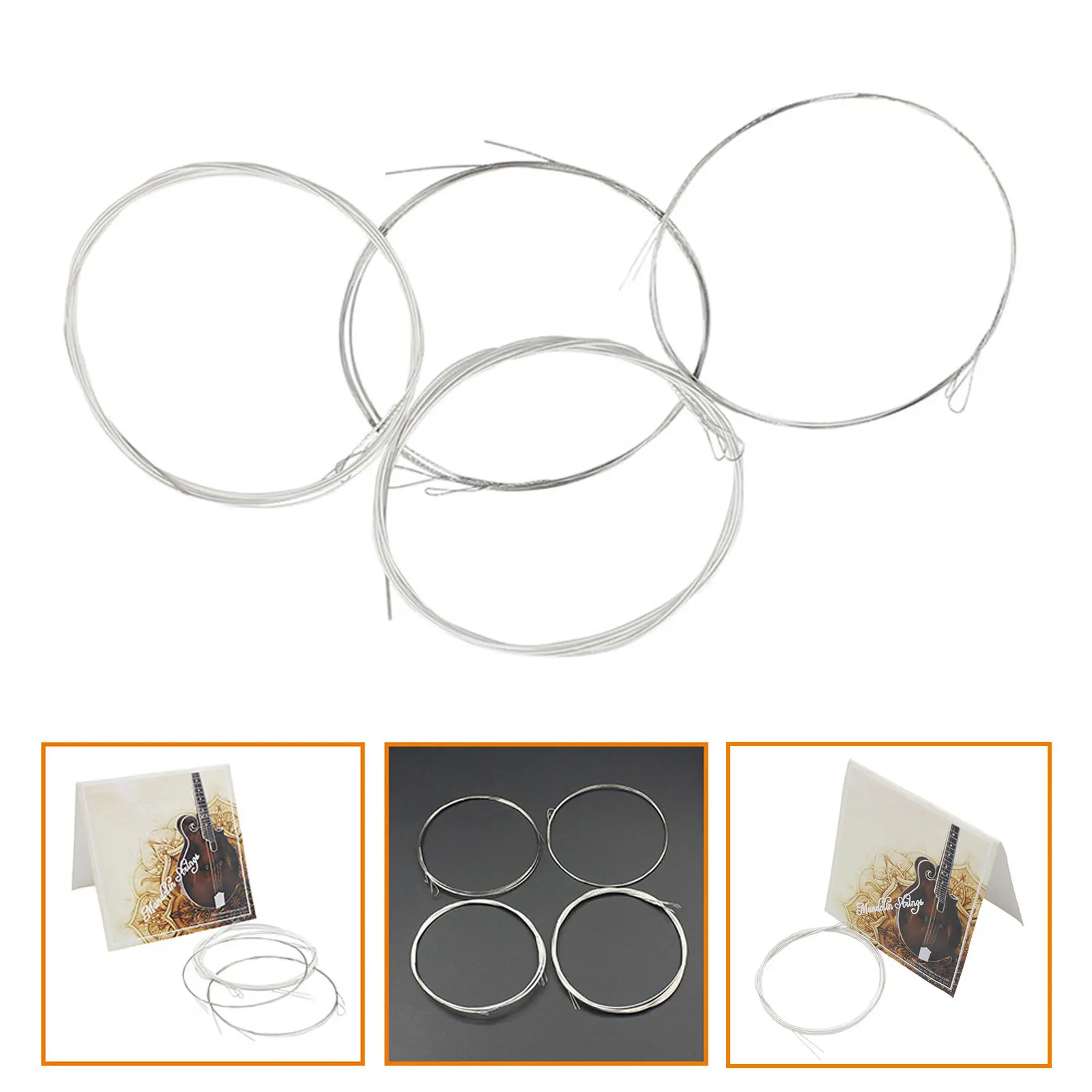 Mandolin Strings Set Steel Wound Light Gauge Lasting Bright Tone Easy Install Universal Fit
