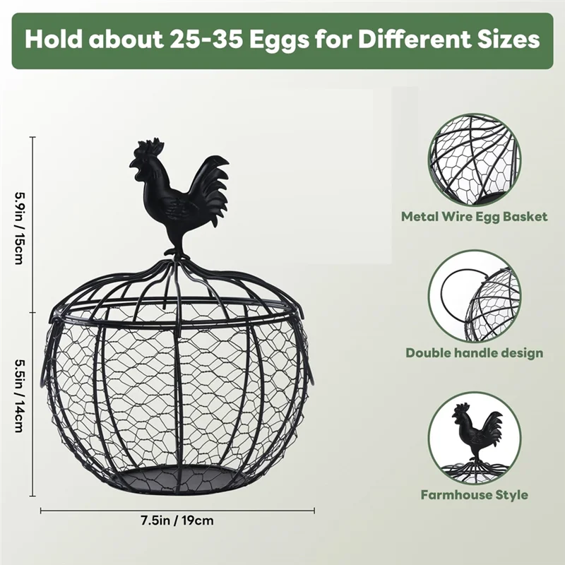-حامل بيض A89Z لسلة جمع بيض الدجاج المعدنية على سطح الطاولة مع رف تخزين المزرعة