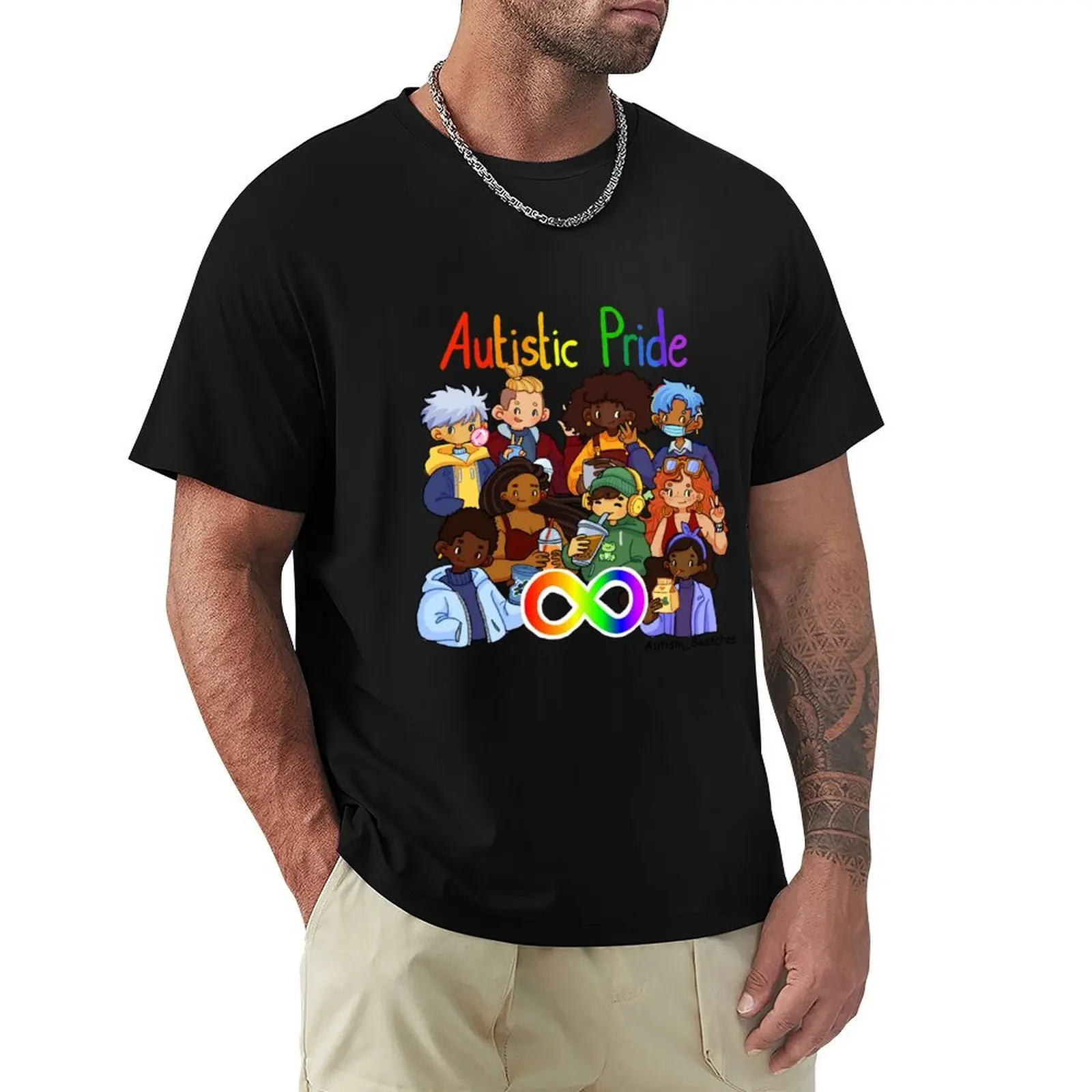 

Autistic Pride Illustration by Autism Sketches T-Shirt vintage anime shirt Clothing valentines clothes t shirt men 100℅ cotton