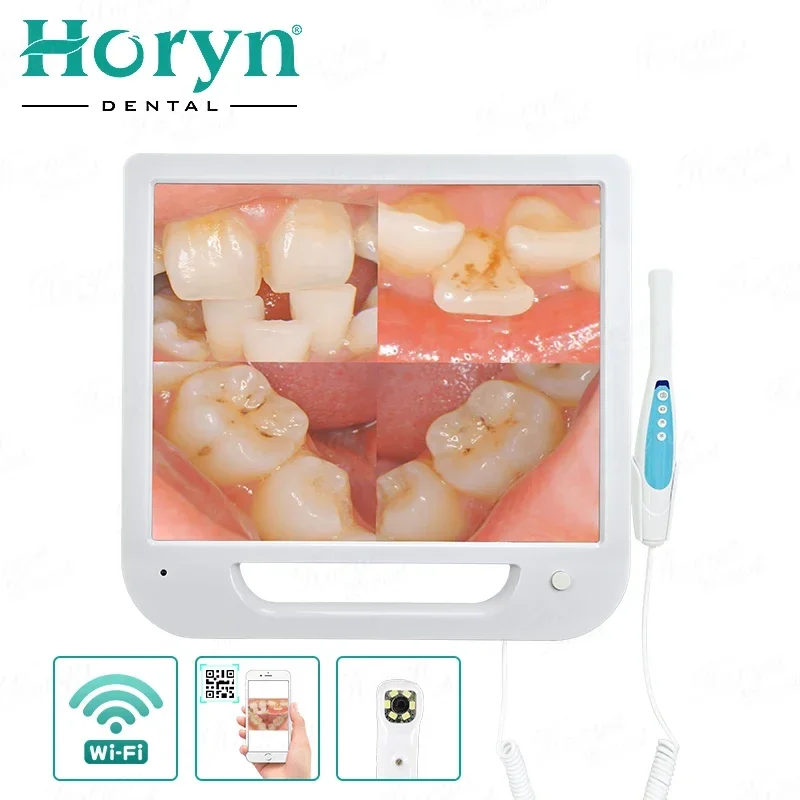 New in 8 Million Pixel Den tal Intraoral cam era with 17 Inch HD Screen 6Led Light cam era Intraorale Con mon itor