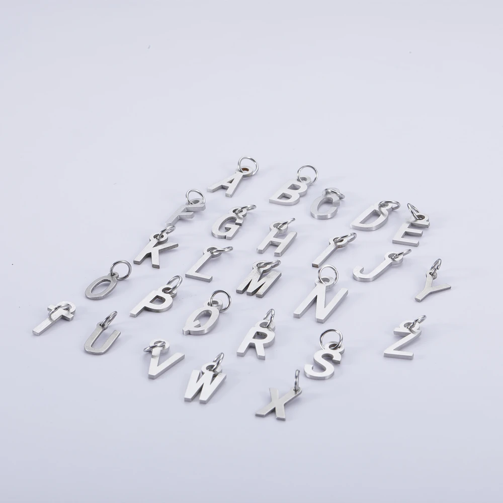 50PCS/Lot Stainless Steel A-Z 26 Letter Pendant Keychain 26 English Alphabet Keyring Key Holder Handbag Ornaments Accessories