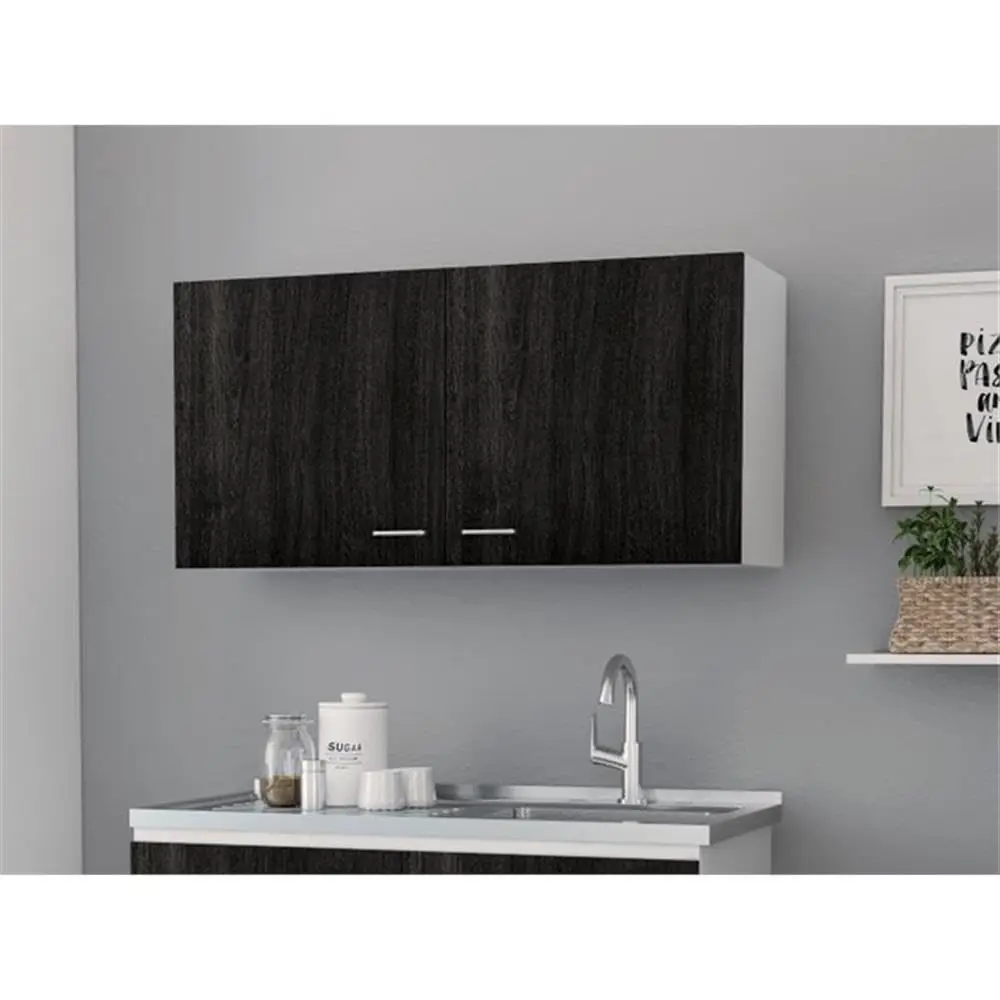 Two-Tone Engineered Wood Wall Cabinet with Double Doors for Bathroom & Kitchen Storage, 39.3
