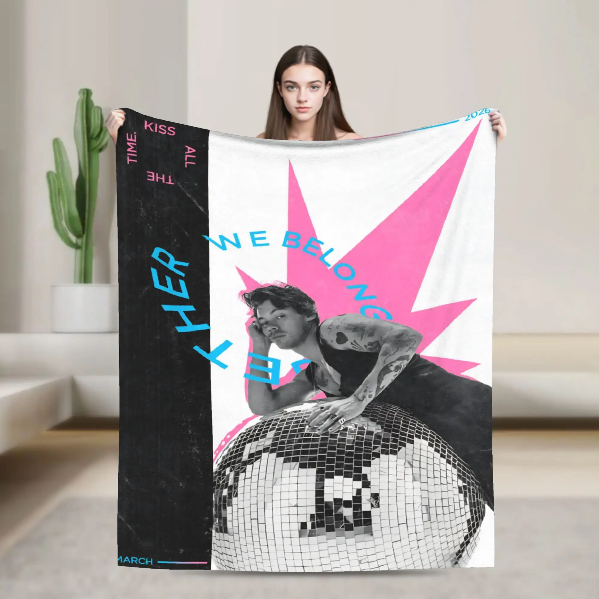 Kiss All The Time Disco  Fleece Blanket Harrys Music Styles  Custom Throw Blanket for Home 200x150cm Quilt