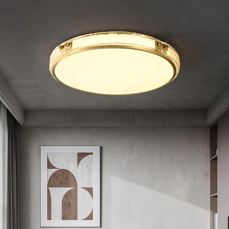 Light Luxury Round Ultra-thin Copper Ceiling Lights Dining Hall Villa Living Room Study Whole House Art Lamp Lighting Decoration