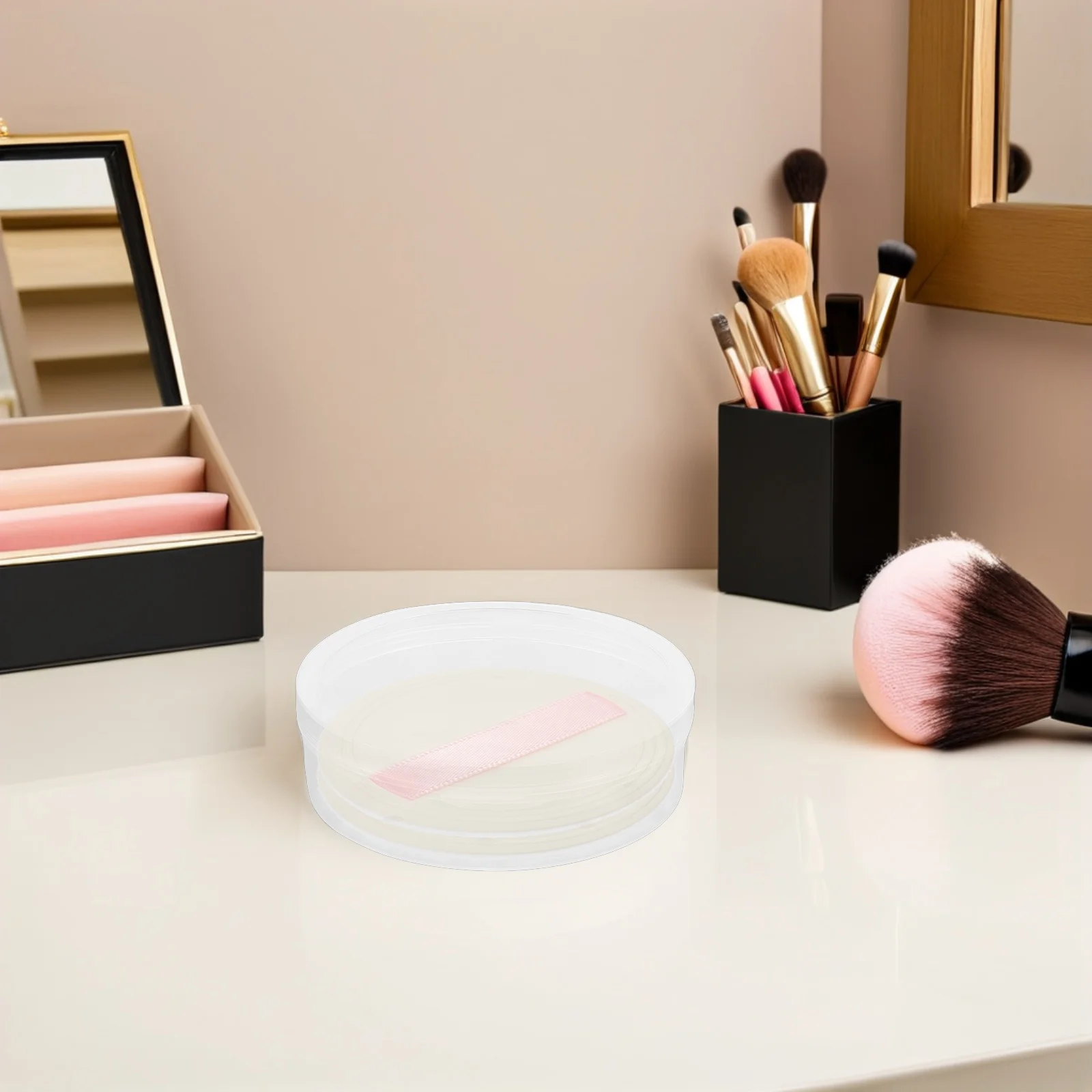 

2Pcs Round Makeup Sponge Box Clear Puff Storage Container Portable Travel-Friendly Beauty Accessory Organizer for Cosmetics