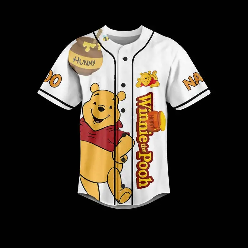 Pooh Bear Baseball Jersey, Winnie The Pooh Jersey, Disney Baseball Shirt, Winnie The Pooh Baseball Shirt, Personalized Baseball
