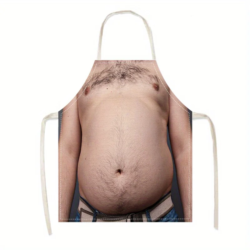 Humorous Printed Apron Featuring a Realistic Beer Belly Design, Perfect for Cooking, Brewing, And Parties. This Lightweight And