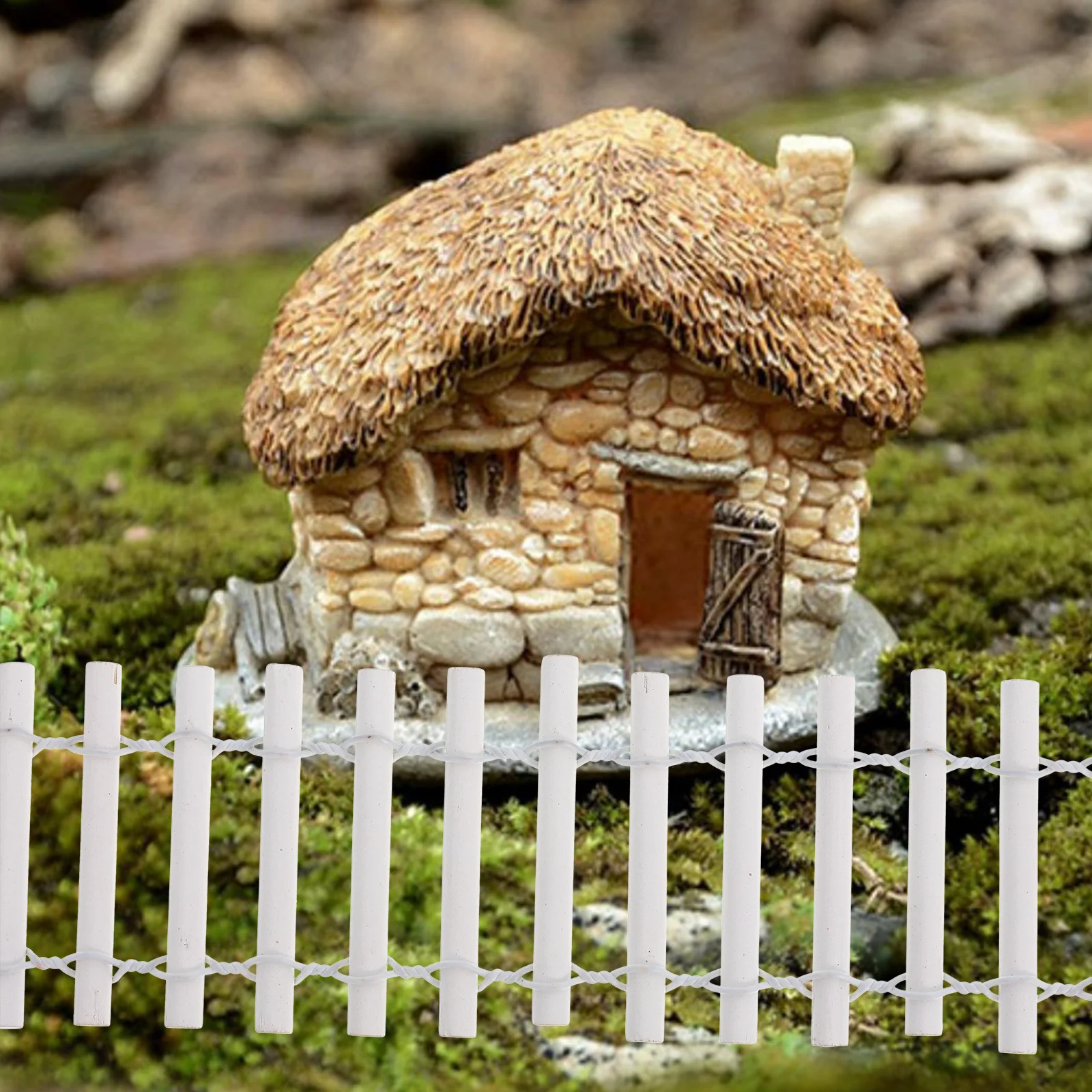 سياج خشبي صغير أبيض ديكور سياج صغير DIY حديقة مصغرة المناظر الطبيعية الصغيرة أشياء مصغرة ديكور المزرعة وهمية #1
