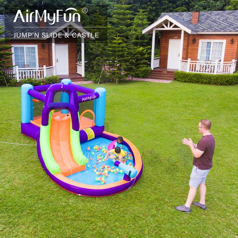 AirMyFun Summer Children Happy Home Party Water Inflatable Jump House Inflatable With Pool Outdoor Inflatable Bounce House