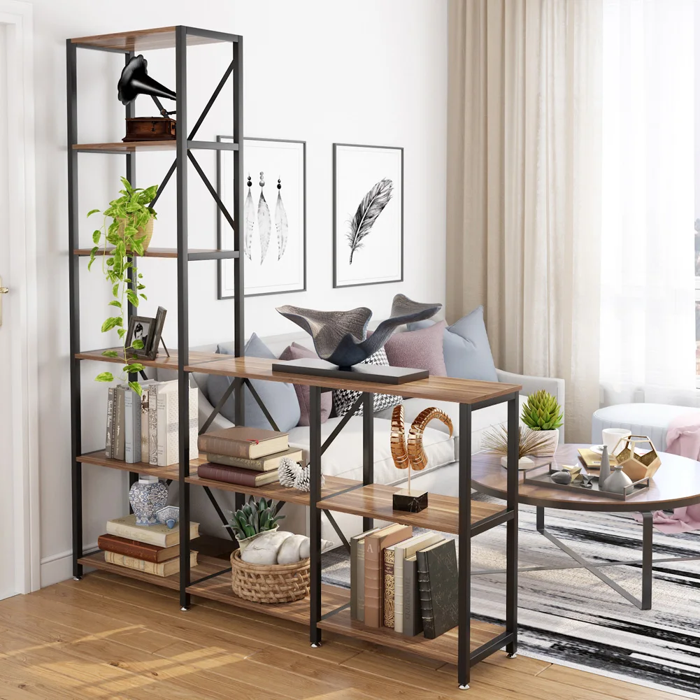 Tribesigns 9 Shelves Bookshelves, Industrial Ladder Corner Etagere Bookcase, Rustic 6-Tier Display Open Shelf Storage Organizer image 3