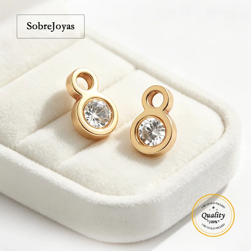 

14K Gold Filled Mini round Zircon Charm Pendant Tarnish Resistant for DIY Necklace Jewelry Making