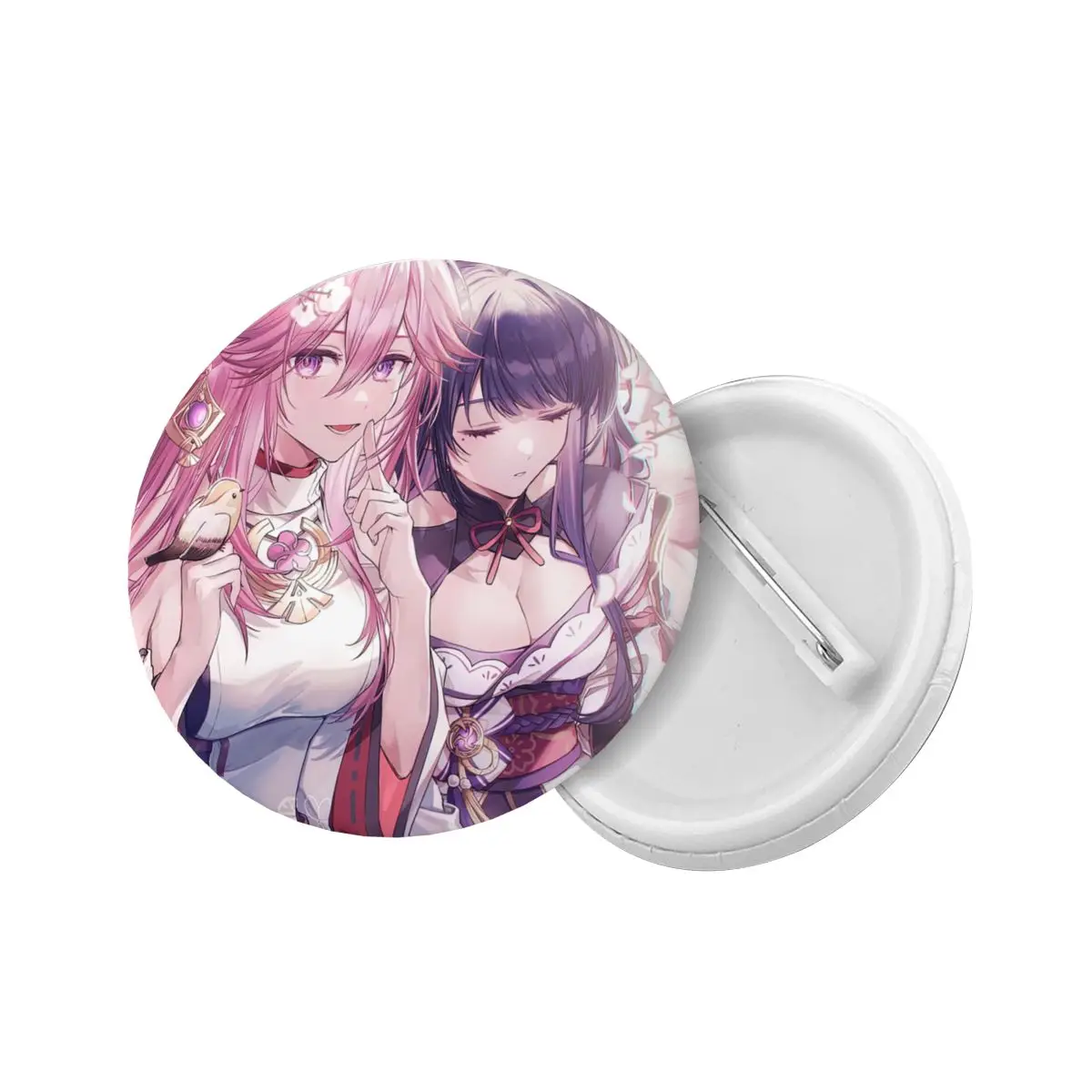 Yae Miko Raiden Shogun Genshin Impact Pin Back Buttons for Jeans Customizable Badges Brooch Pinback