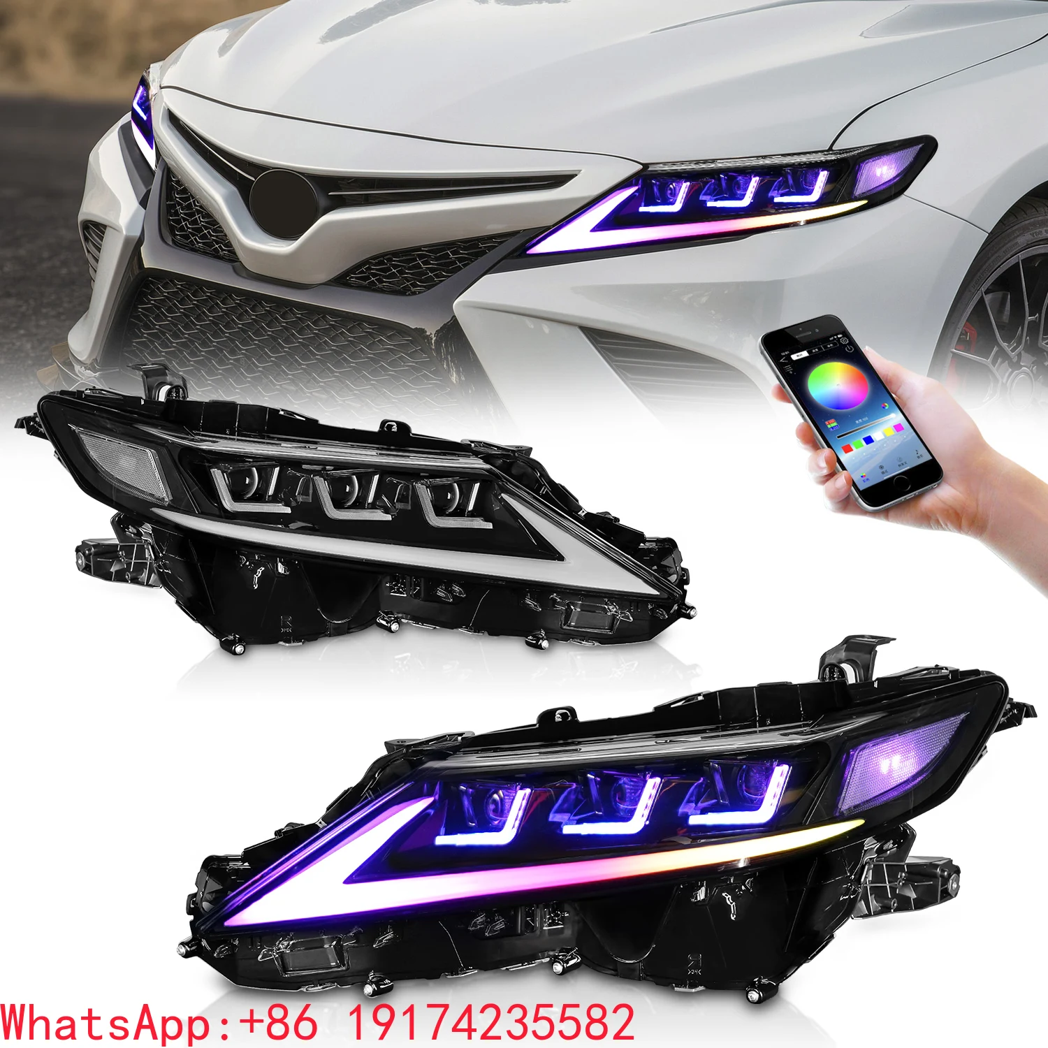 

ForArchaic LED Headlights for Camry 2018-2022 Car Head Lamp with Sequential Turn Signal Car Front Light RGB Mode