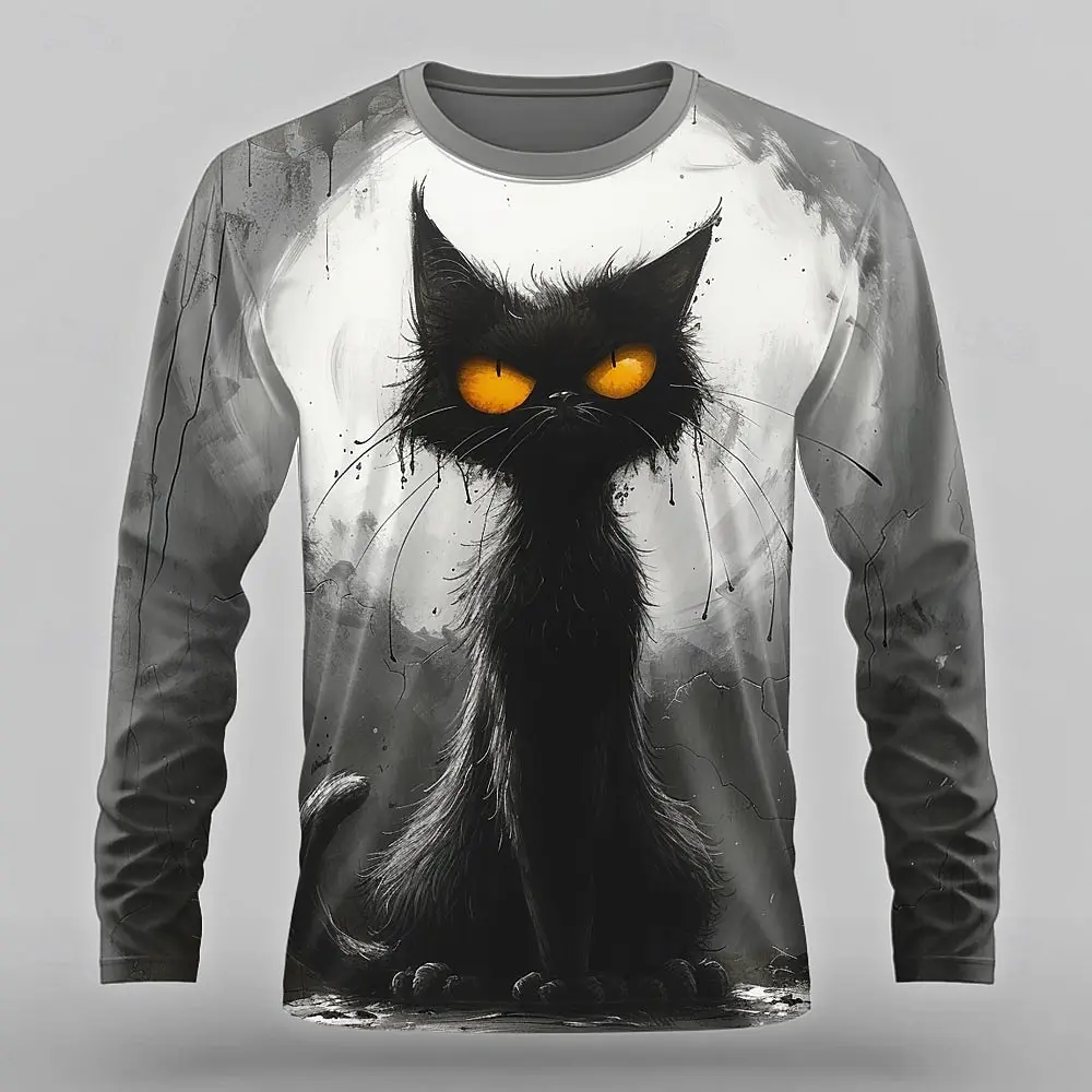 

Funny 3D Witch Print Men's Long Sleeve T-shirt Autumn Casual Comfortable O-neck Tops Fashion Loose Pullover Hip Hop Clothing Tee