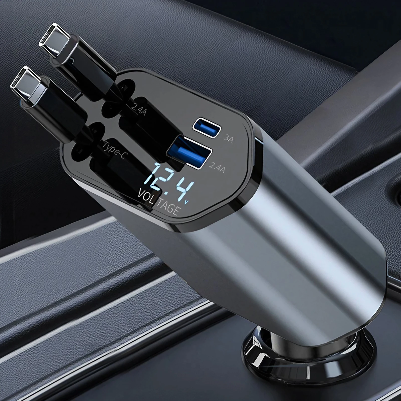 Hochwertiges 3,1 A Dual-USB-Autoladegerät, 2-Port-LCD-Display, Voltmeter, 12–24 V, Zigarettenanzünder-Auto-Ladegerät-Adapter – Detail 36