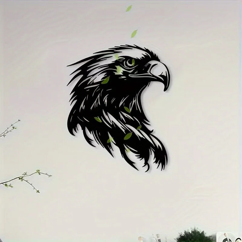 Eagle Head Iron Wall Art Vintage Falcon Metal Statue Mural Study Room Wilderness Decor Eagle Day Bird Lovers Gift Ornament