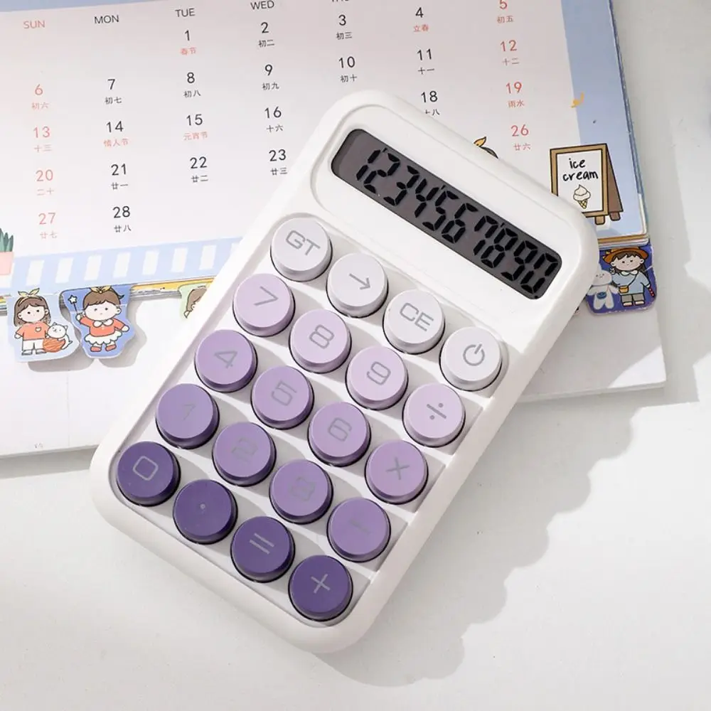 10-digit Display Electronic Calculator Transparent Design Lcd Display Mechanical Keyboard Calculator Large Buttons