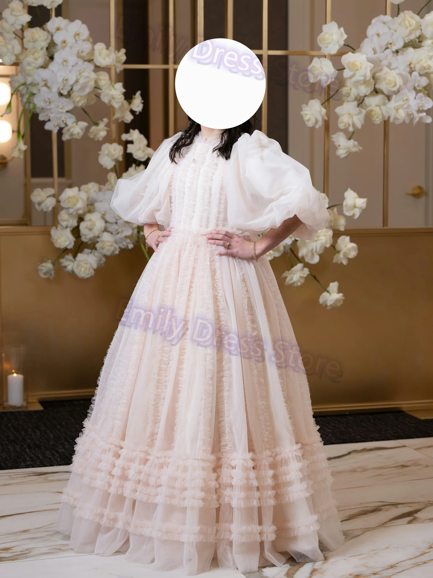 맞춤형 연핑크 꽃 소녀 드레스 웨딩용 레이어드 럭셔리 퍼피 튤 프린세스 키즈 생일 첫 성찬식 볼 가운
