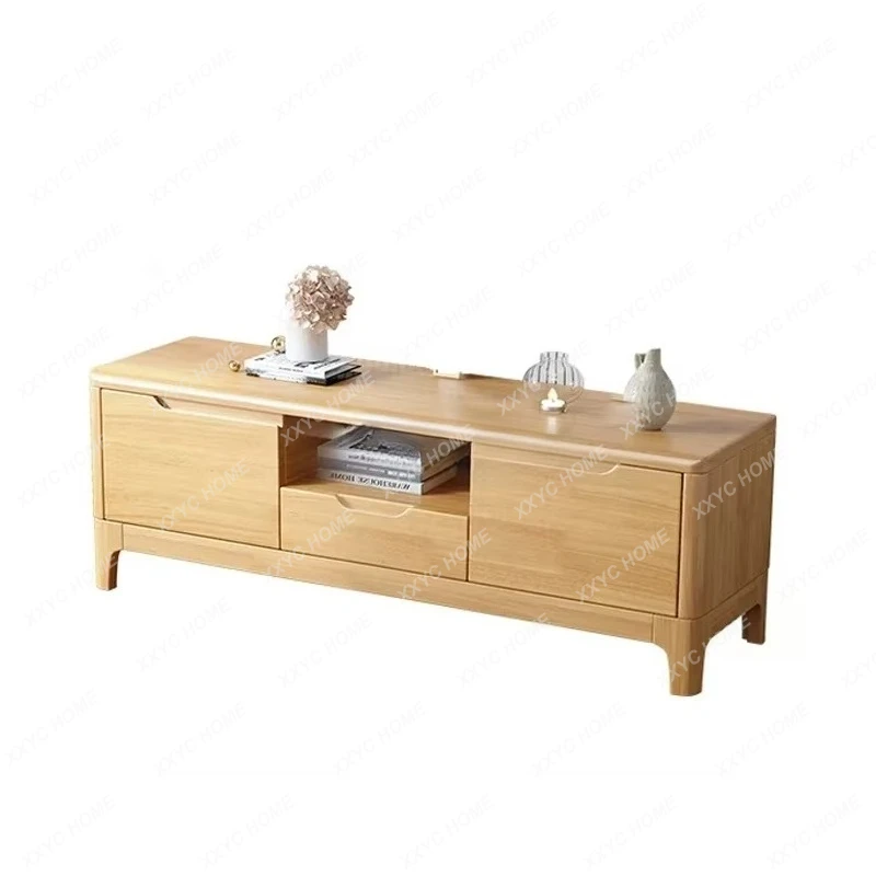 

Q solid wood TV cabinet modern simple small apartment video log floor cabinet