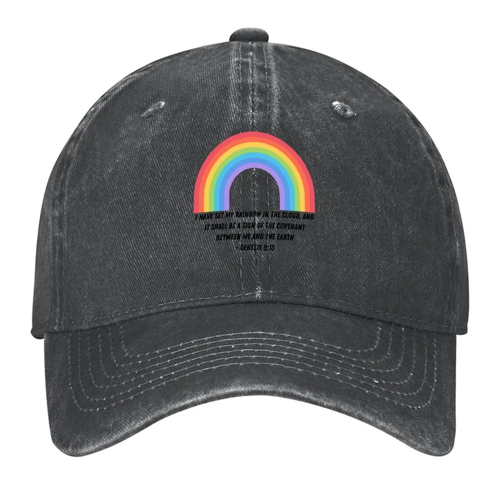 

Rainbow from Bible Baseball Cap western Hat tea Hat Rave New Hat Caps Male Women's