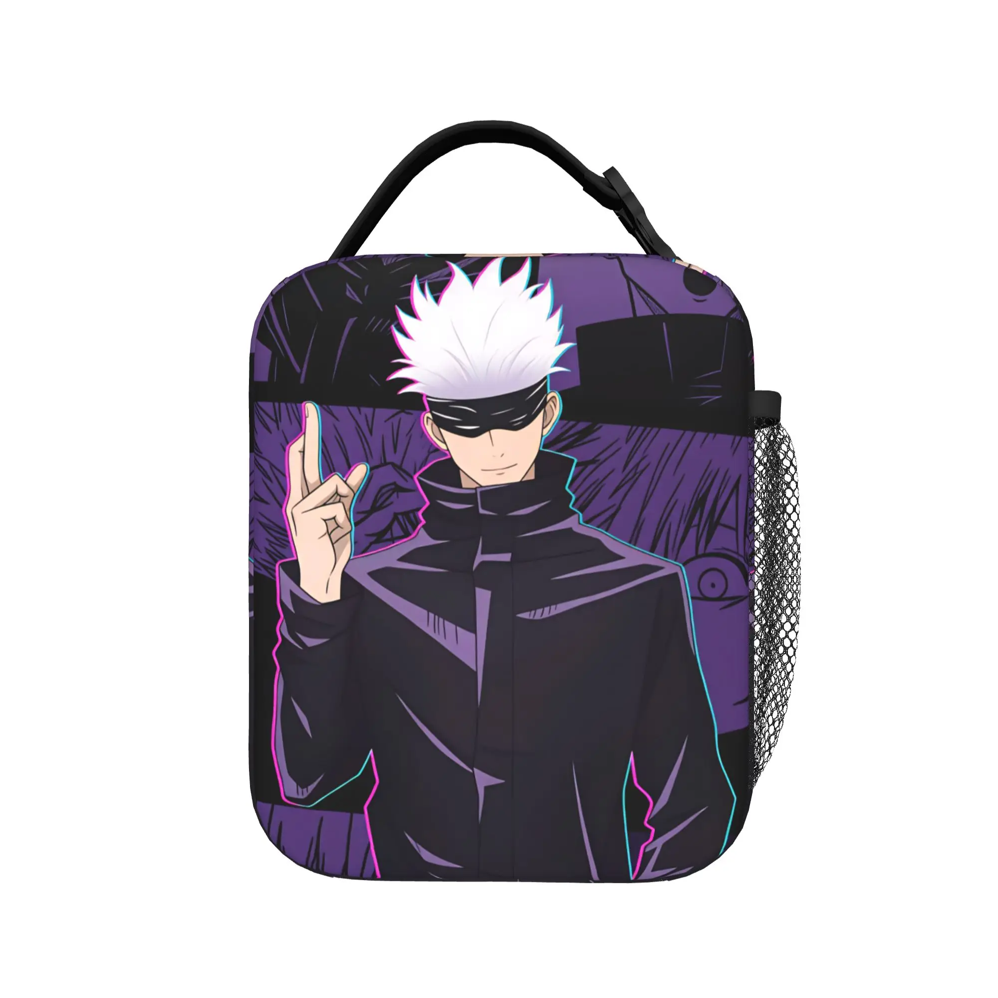 Satoru Gojo Comic Animation Lunch Bag Casual Lunch Box Travel Portable Thermal Tote Handbags For Women Oxford Cooler Bag