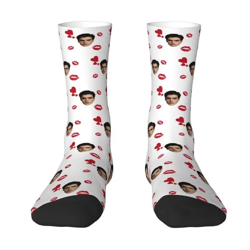 

Funny Custom Face Photo With Heart Socks Women Men Warm 3D Printing Valentine's Day Gifts Sports Football Socks