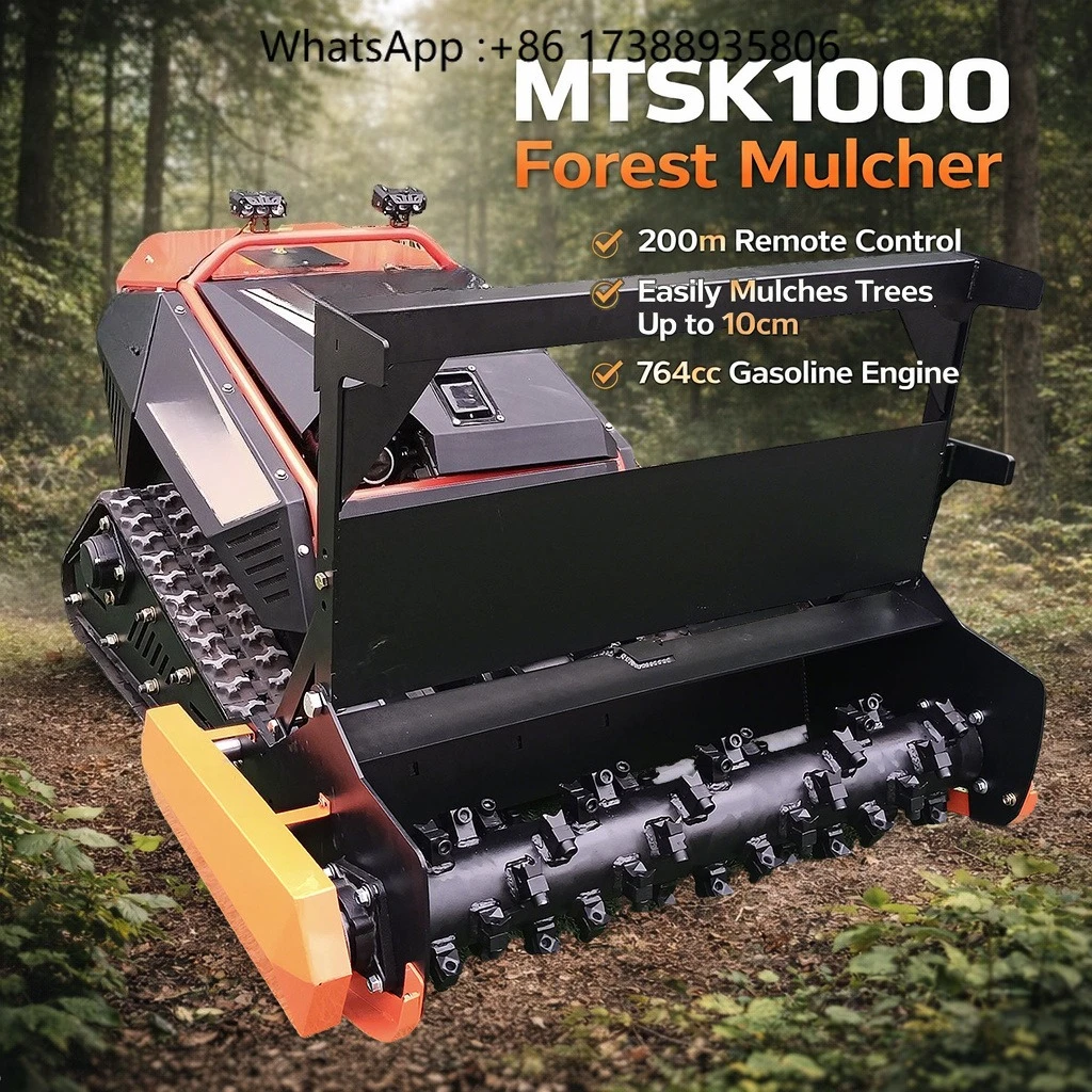 Efficient Industrial MTSK1000 Forest Mulcher Mowing Robot 764cc Engine Cordless for Heavy-Duty Cutting & Dense Brush