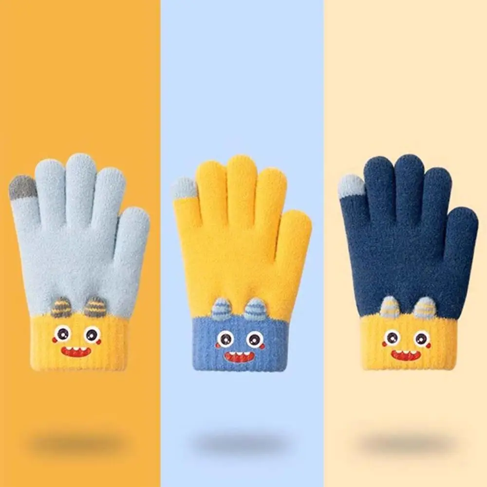 Winter Warm Children's Gloves Soft Stretch Thickened Kids Full Finger Gloves Knit Mittens for Boys Girls for Women & Men