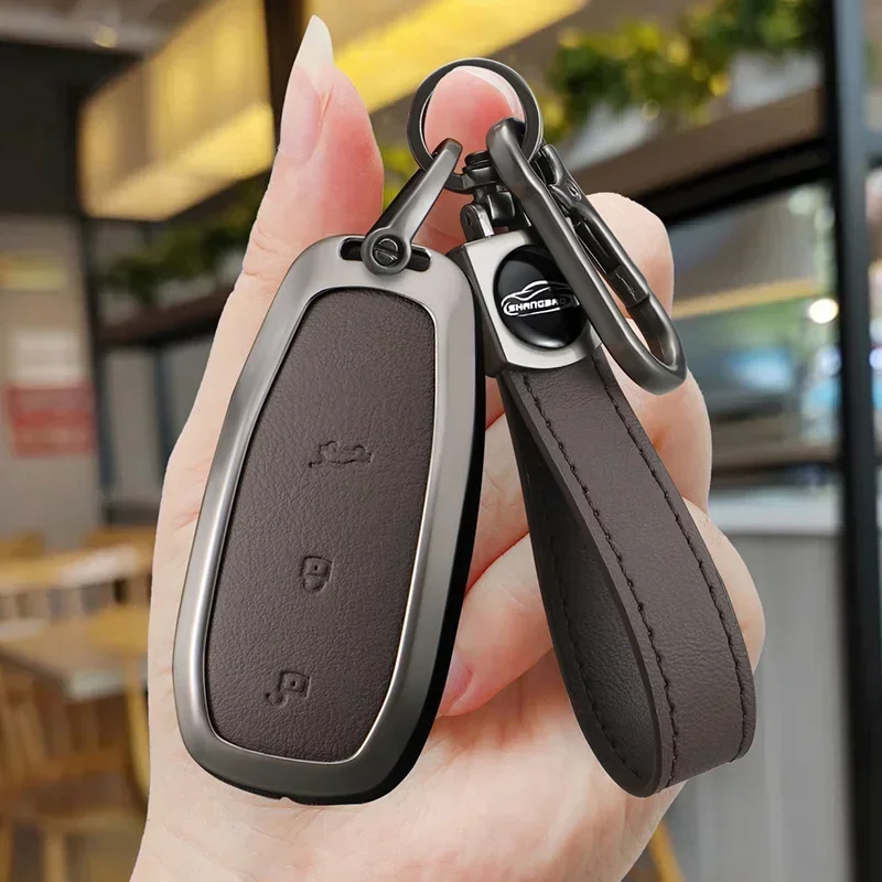 

For Leading Ideal LiXiang L7 L8 L9 2022 2023 Leather Car Key Case Shell Keychain For Lixiang One L9 L8 L7 Leather Alloy Key Case