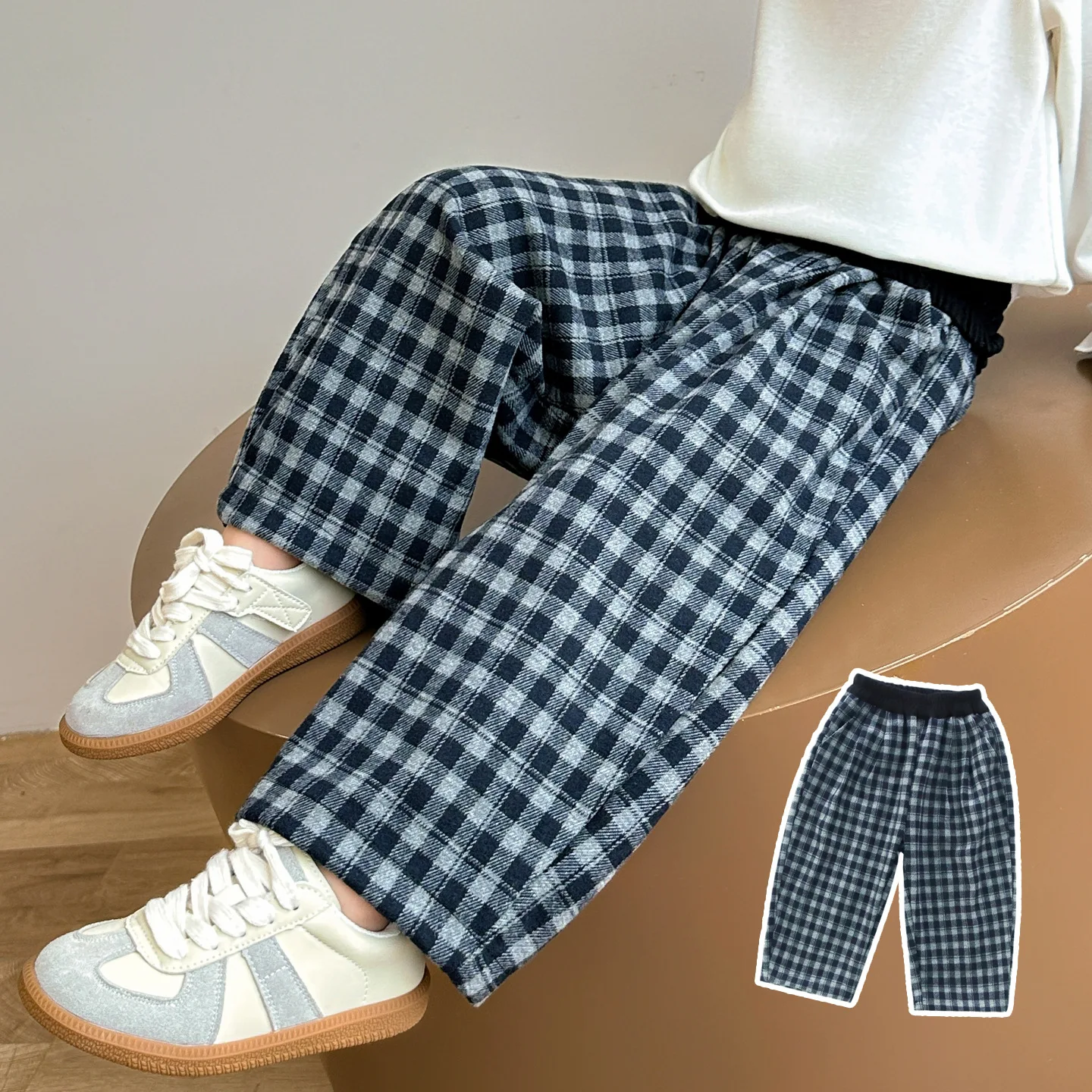 Girls Plaid Casual Pants Spring and Autumn 2025 New Children's Korean Fashion Little Girl Trousers Medium and Small Children