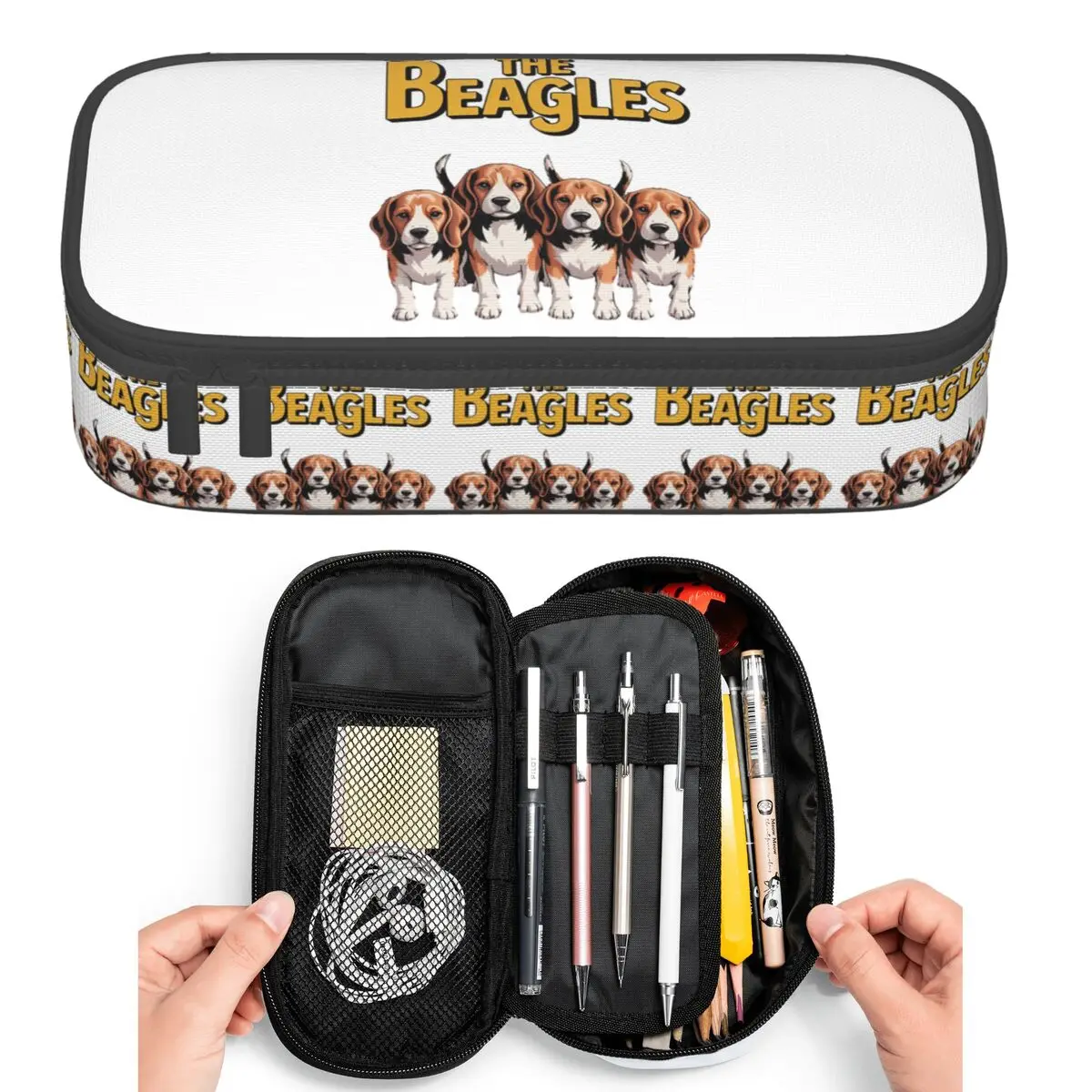 

The Beagles Four Beagle Dog Crossing Pencil Cases for Student Pen Box Pencil Bag Big Capacity Pencil Pouch Pen Holder
