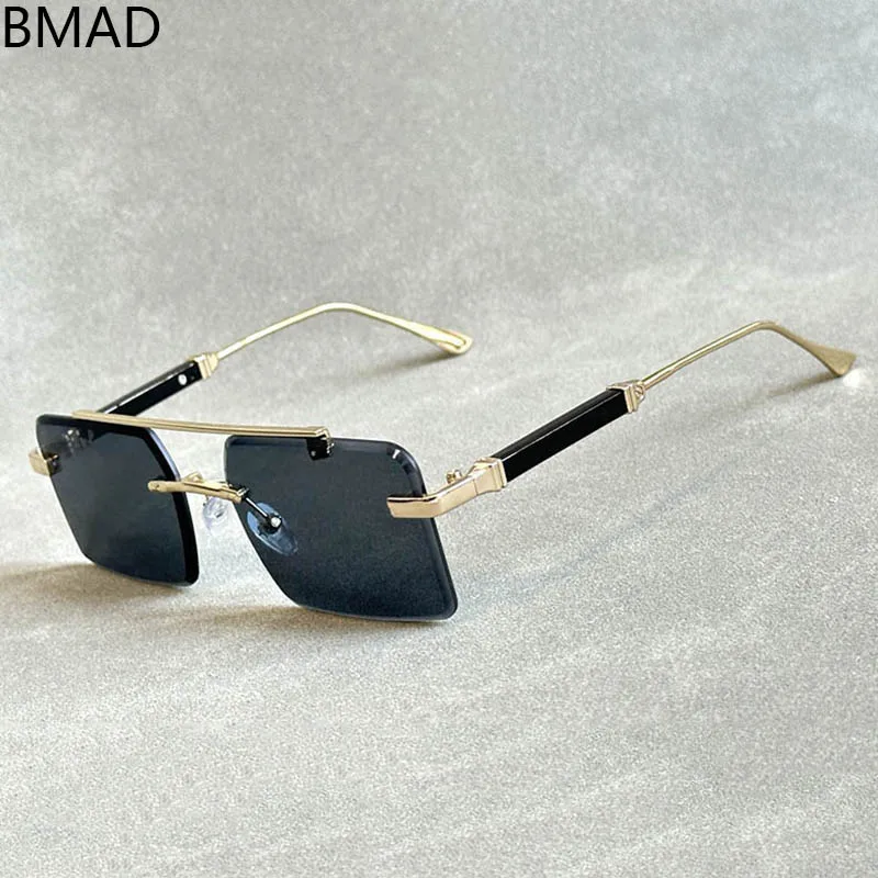 2024 Square Sunglasses For Men Rimless Fashion Glasses Vintage Oculos Sunglasses Gafas Brand Lentes Okulary Dropshipping Lunette