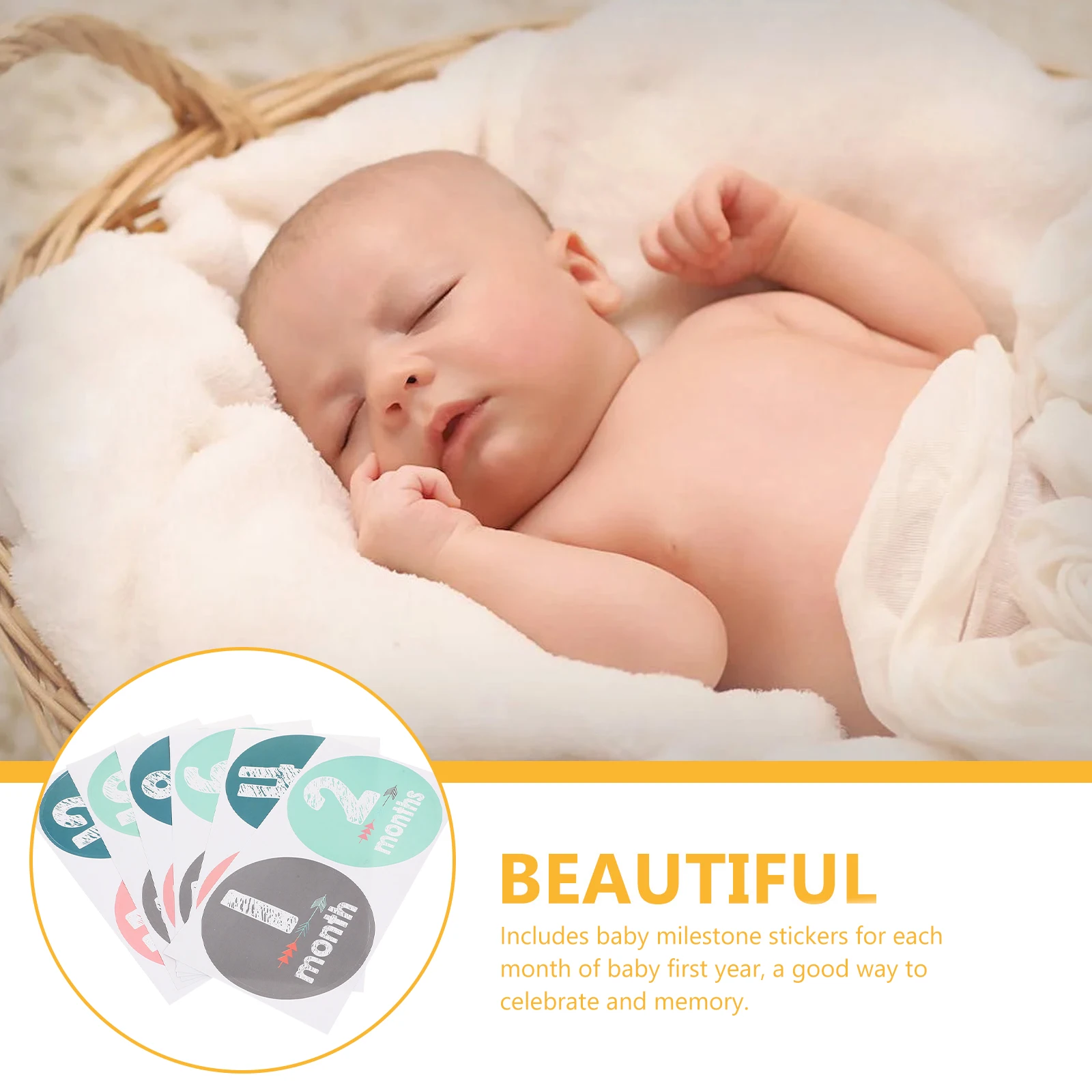 

Newborn Baby Month Stickers Photo Props Self Adhesive Age Numbers Milestone Gifts For Girl Boys First Year Celebration