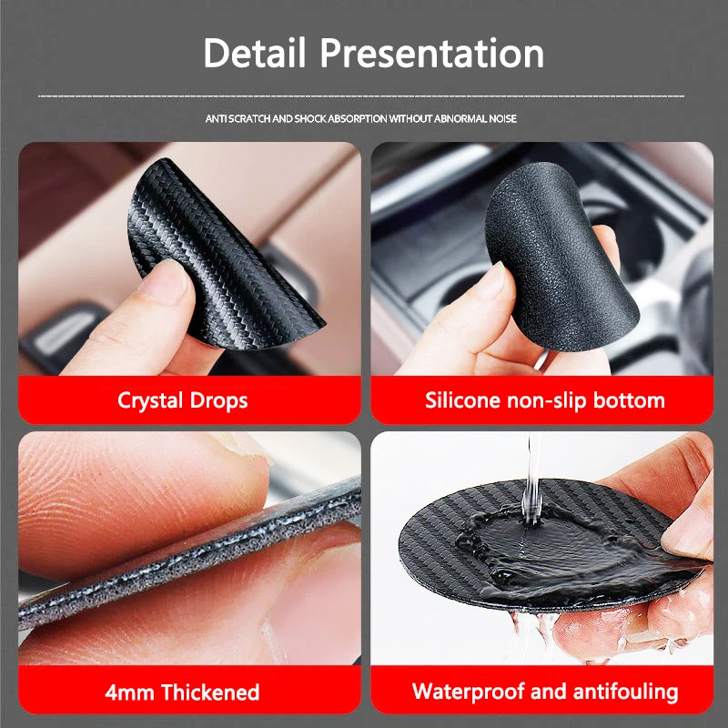 2Pcs Car Coaster Water Cup Bottle Holder Anti-slip Pad Mat Leather Gel Bottle Holder Pad For Ford st line stline fiesta STLINE