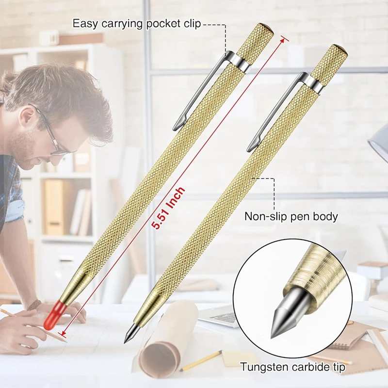 ดินสอกลแบบ2-in-1ของช่างไม้7ชิ้นพร้อมหัวสว่านพลาสติกคาร์ไบด์แบบแข็งและรูลึกสำหรับโครงการ DIY ของสถาปนิก