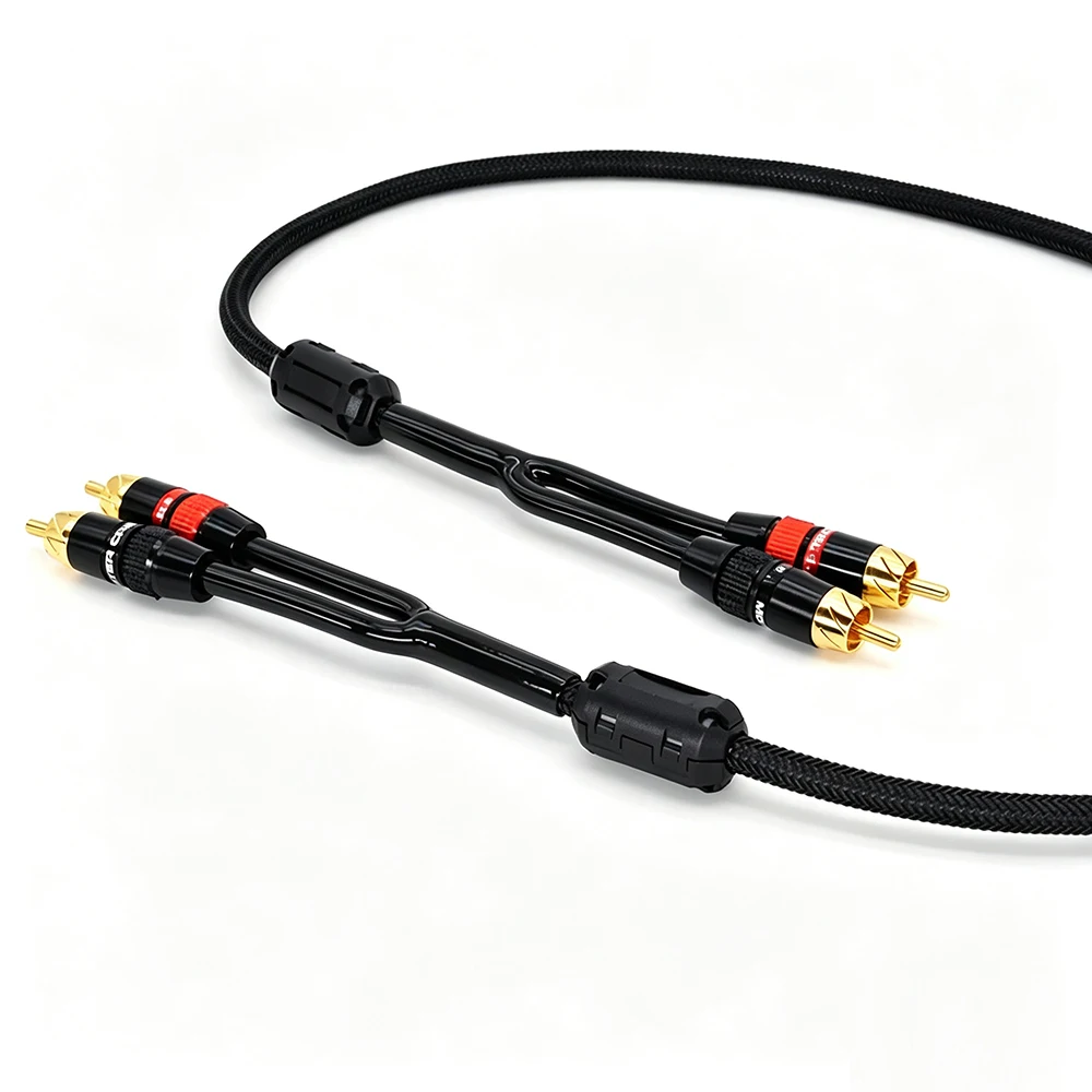 Curved plug RCA cable for CD audio power amplifier cable and audio speaker of TV MP3 PALYER audio line cables