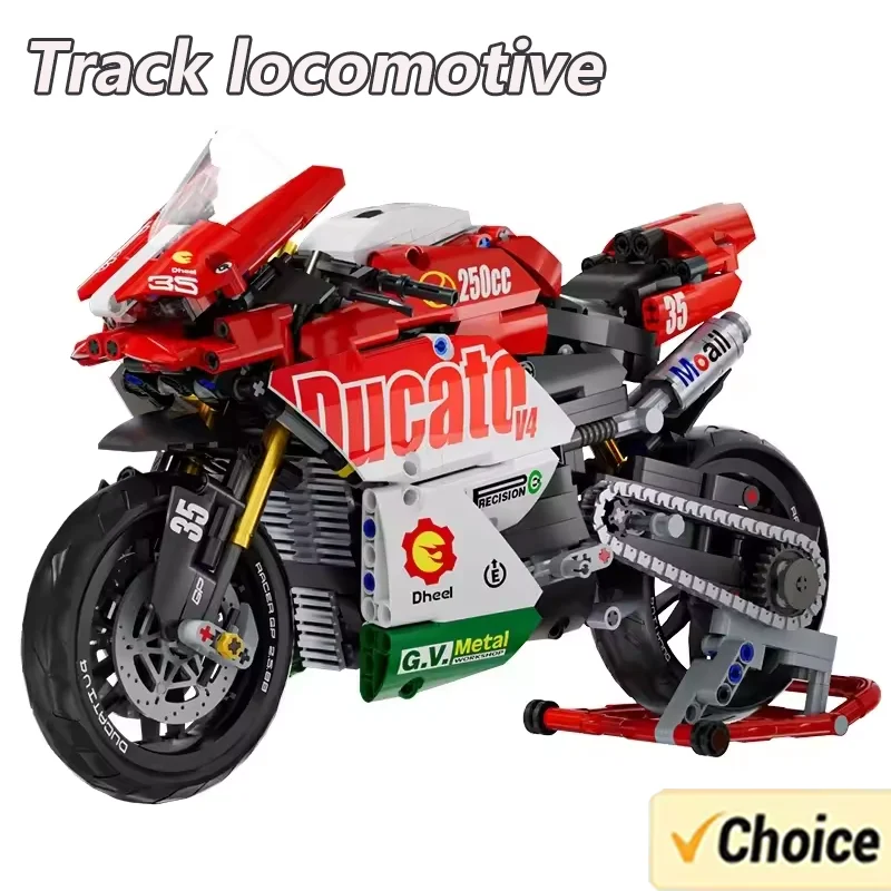 Technic Series Red Motorcycle Building Blocks Set Super Motorbike Model Kit Racing Assembled Toy Christmas Small Gifts To Guests