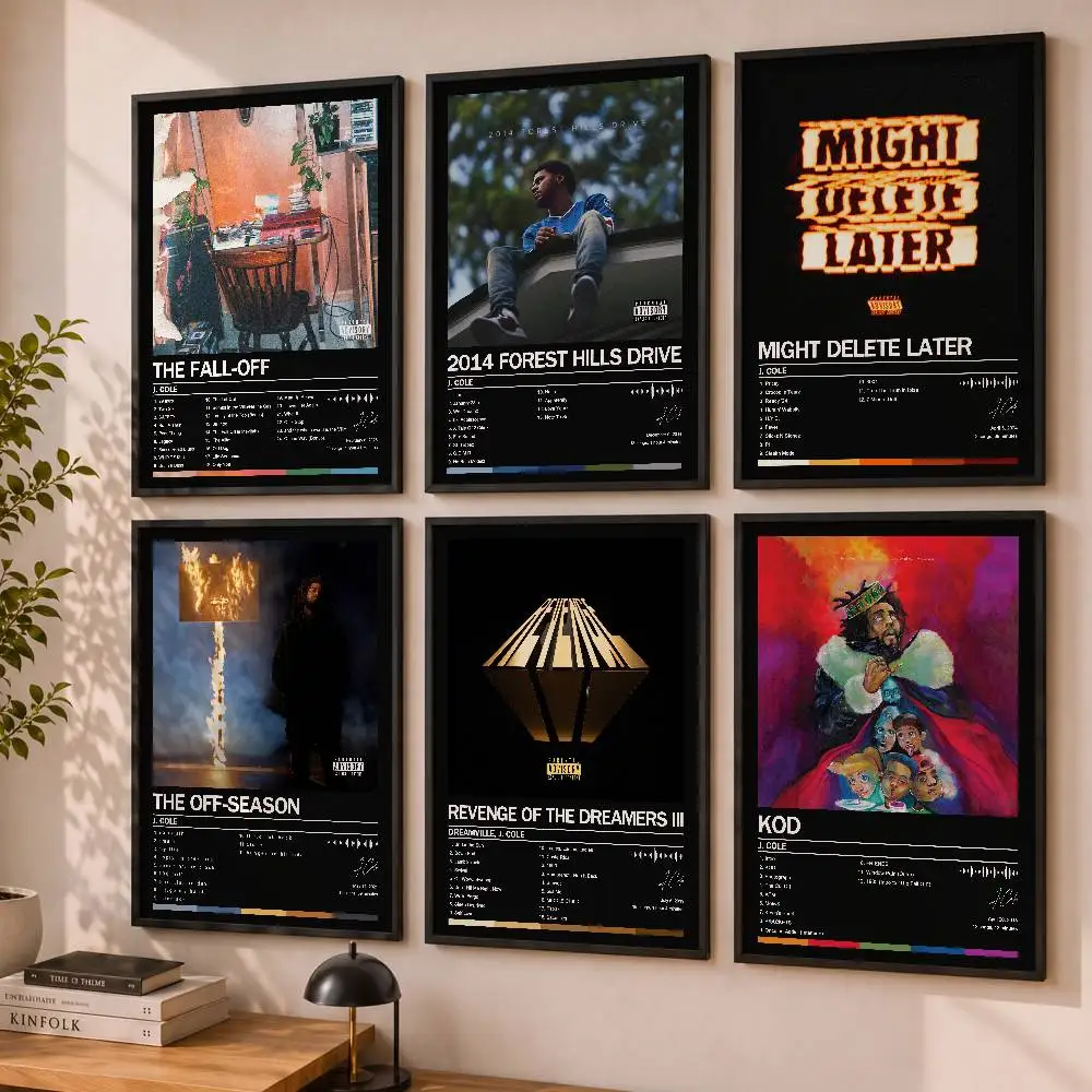 J C-Cole The Fall-Off Poster Album Art Cover Songs Rap Pop Singer Band Wall Waterproof Paper Sticker For Living Room Home Decor