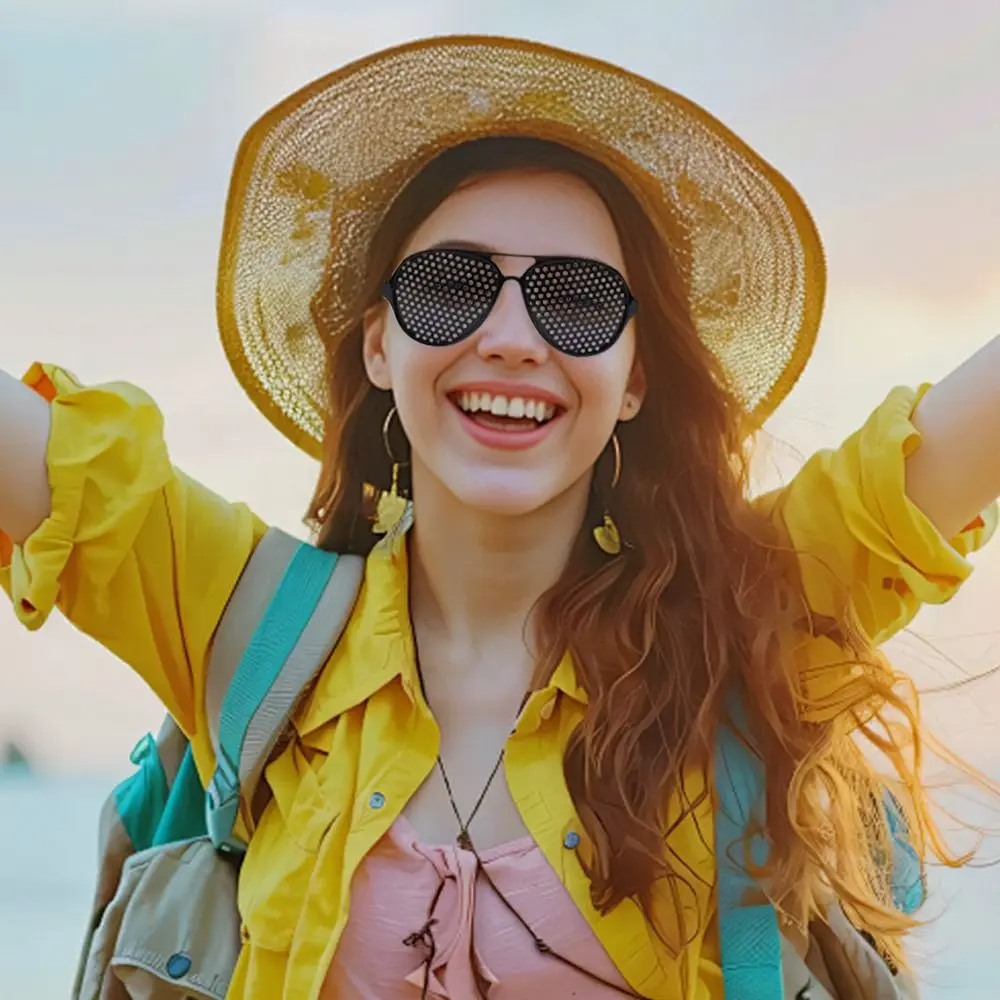 نظارات ممارسة العناية بالرؤية خفيفة الوزن ومضادة للتعب، نظارات سوداء فضية للجنسين لتحسين الرؤية في الهواء الطلق