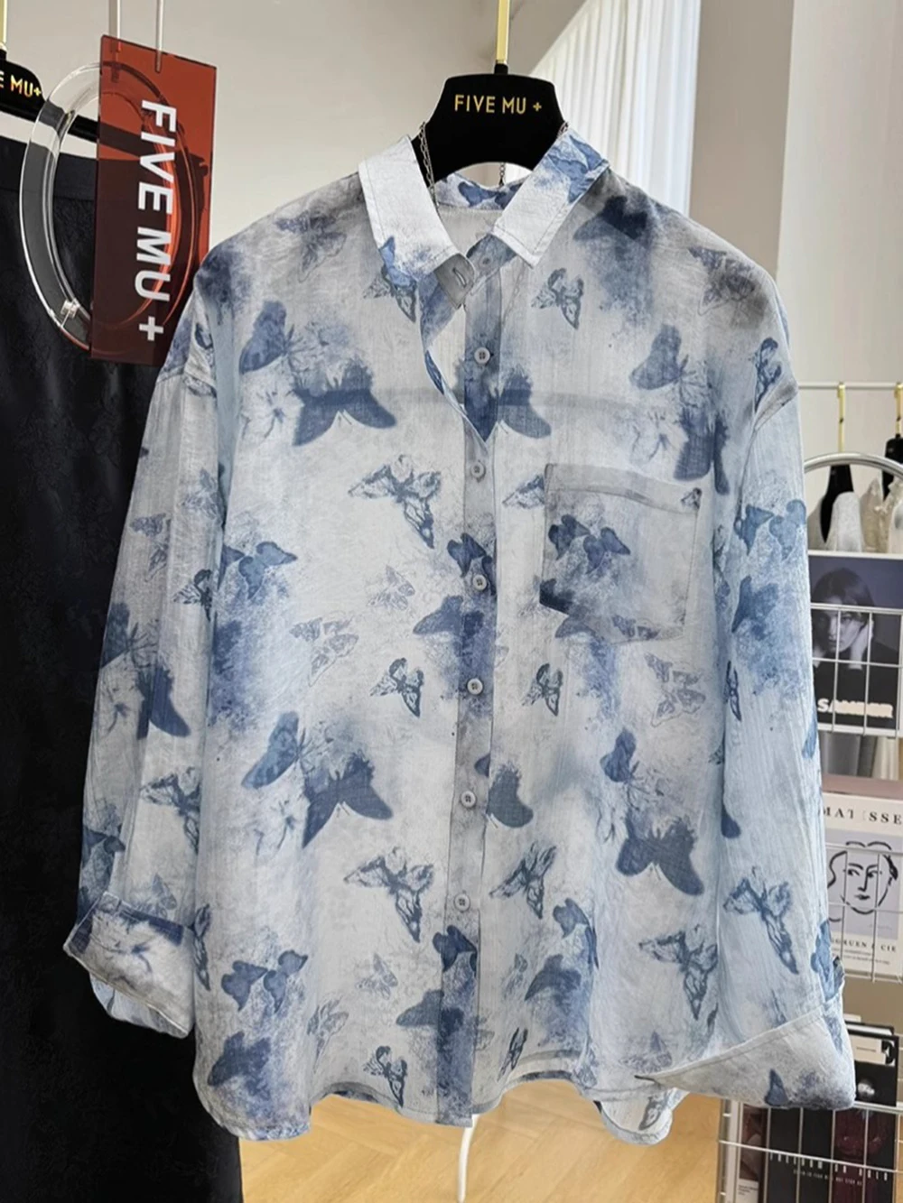 

Fashionable Summer 2024 Women's Long Sleeve Printed Shirt Thin Sun Protection Top Loose Fit Button down Casual Style A-Line S...