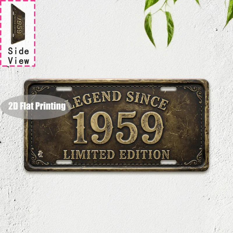 2D Flat - 【2D Flat】 1pc, Retro '1959' Metal Aluminum Sign (11.8'X5.9'), Bar, Cafe, Living Room, Doorway, Hallway, Courtyard, Gar