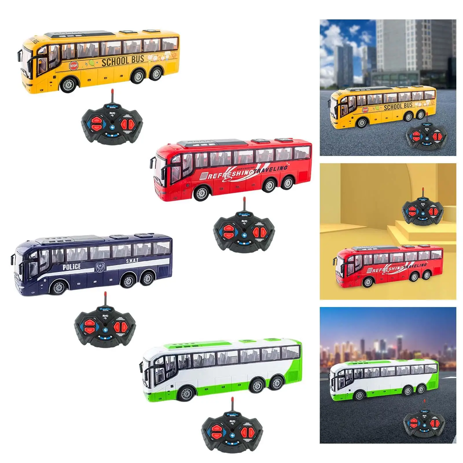 RC School Bus Remote Control Car Vehicles with LED Lights Electronic Truck for