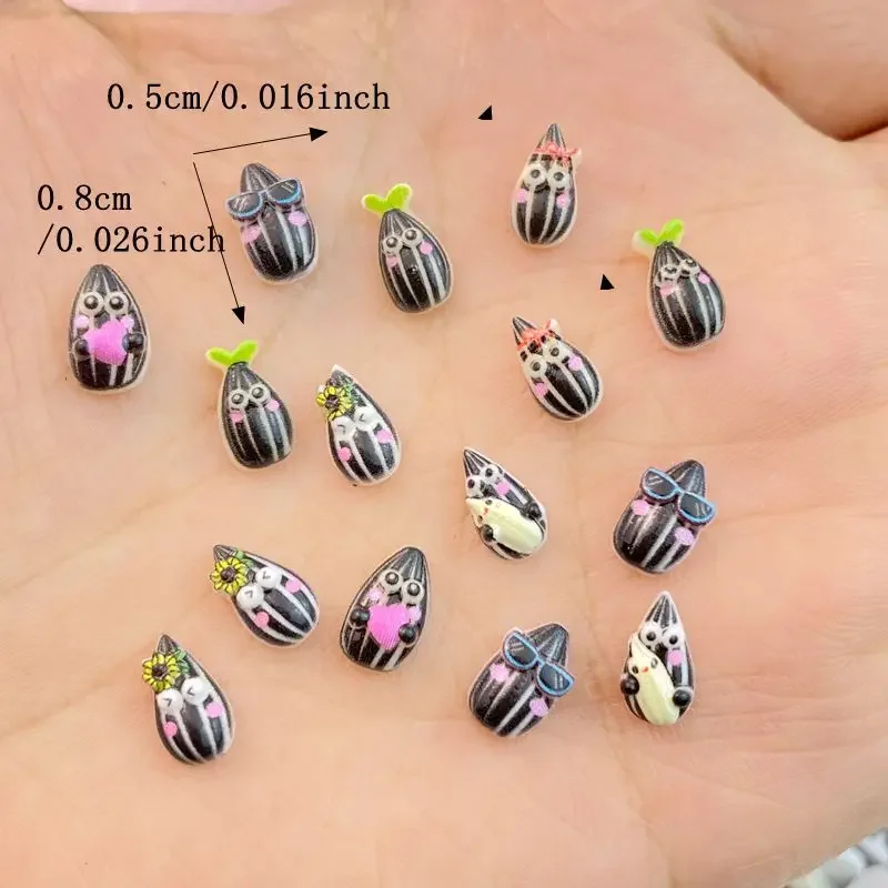 Mini semillas de melón de dibujos animados para manicura, accesorios de resina para uñas, 50 piezas, estilo de Año Nuevo